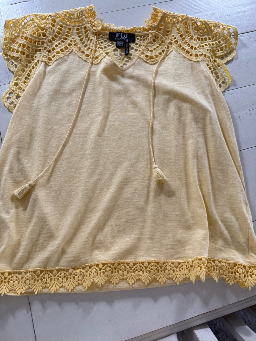 FDJ Soft Yellow Crochet-Trim Camisole